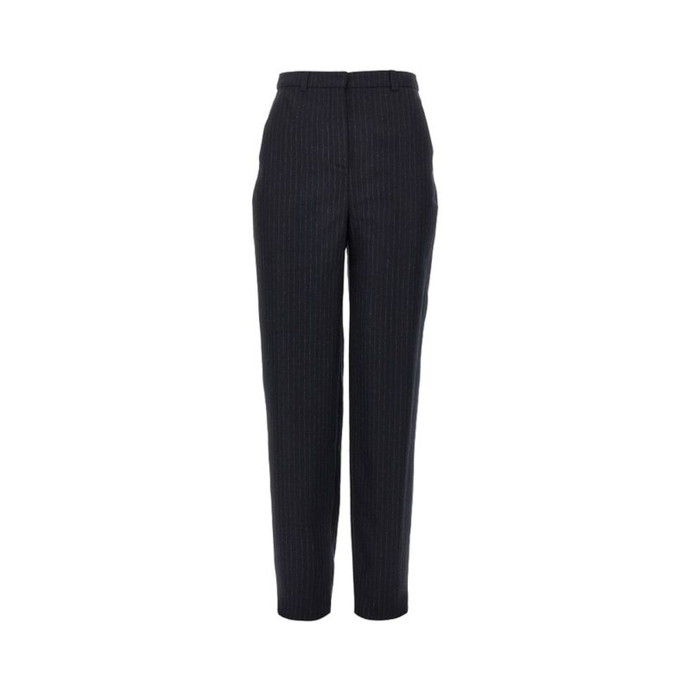Emporio Armani Women Wool-Blend Pants With Pinstriped Motif